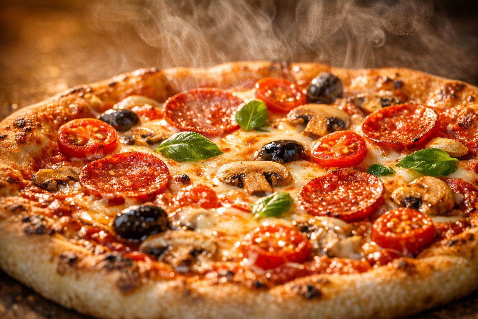 Fresh pizza close-up